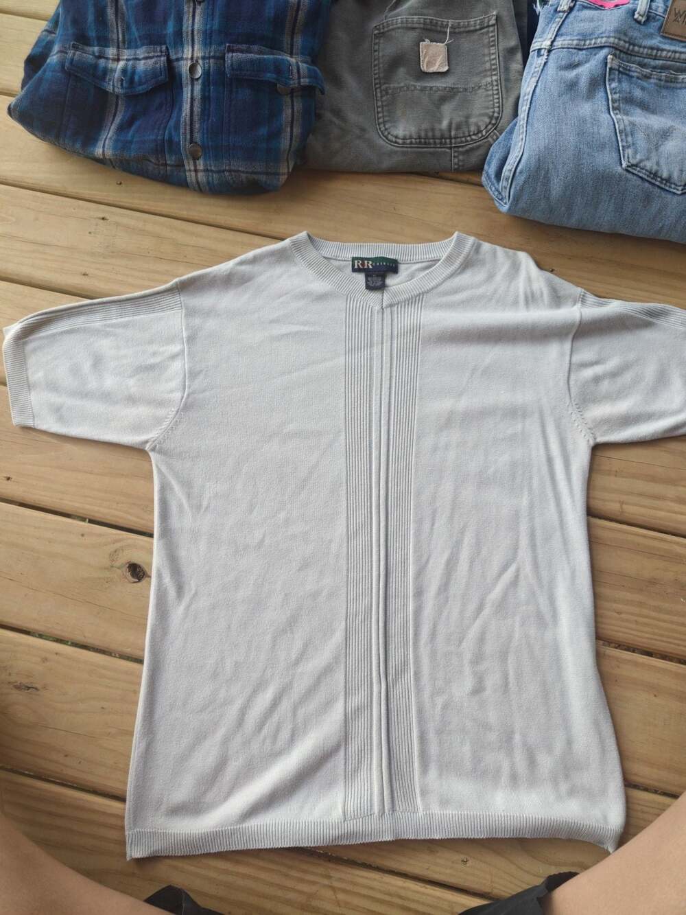 R&R Casuals Men's Short Sleeve Textured Knit Crewneck Sweater Shirt